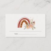 Cute Rust Oranje Boho Floral Rainbow Cross Baptism Plaatskaartje (Achterkant)