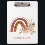 Cute Rust Oranje Boho Floral Rainbow Waterverf Klembord<br><div class="desc">Als u nog meer aanpassingen nodig hebt, kunt u mij op yellowfebstudio@gmail.com vrij klikken.</div>