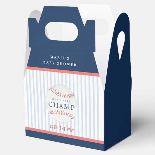 Cute Rust Our Little Champ Baseball Baby shower Bedankdoosjes (Geopend)