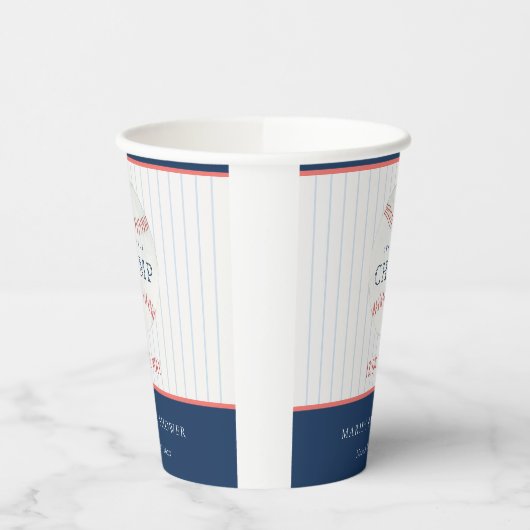 Cute Rust Our Little Champ Baseball Baby shower Papieren Bekers (Links)