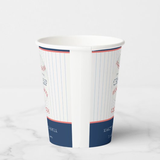 Cute Rust Our Little Champ Baseball Baby shower Papieren Bekers (Rechts)