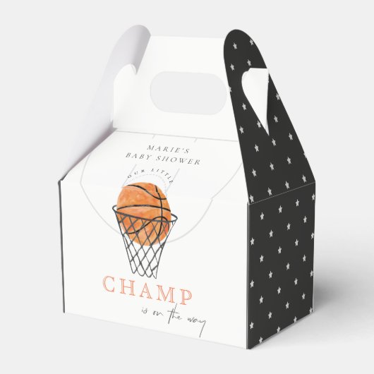 Cute Rust Our Little Champ Basketball Baby shower Bedankdoosjes (Achterkant)