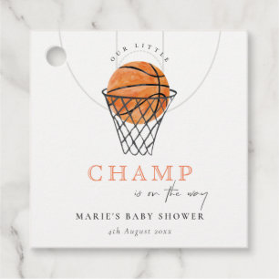 Cute Rust Our Little Champ Basketball Baby shower Bedankjes Labels