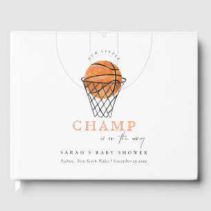 Cute Rust Our Little Champ Basketball Baby shower Gastenboek