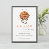Cute Rust Our Little Champ Basketball Baby shower Kaart (Staand voorkant)