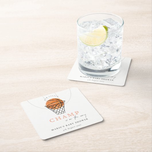 Cute Rust Our Little Champ Basketball Baby shower Kartonnen Onderzetters (Insitu)