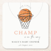 Cute Rust Our Little Champ Basketball Baby shower Kartonnen Onderzetters (Voorkant)