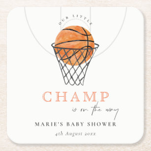 Cute Rust Our Little Champ Basketball Baby shower Kartonnen Onderzetters