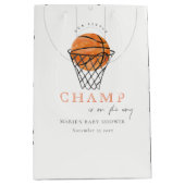 Cute Rust Our Little Champ Basketball Baby shower Medium Cadeauzakje (Voorkant)