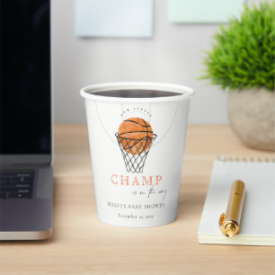 Cute Rust Our Little Champ Basketball Baby shower Papieren Bekers