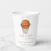 Cute Rust Our Little Champ Basketball Baby shower Papieren Bekers (Achterkant)