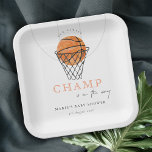 Cute Rust Our Little Champ Basketball Baby shower Papieren Bordje<br><div class="desc">Neem contact met mij op via yellowfebstudio@gmail.com voor meer aanpassingen of andere overeenkomende objecten.</div>