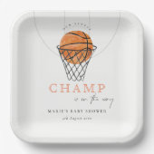 Cute Rust Our Little Champ Basketball Baby shower Papieren Bordje (Voorkant)