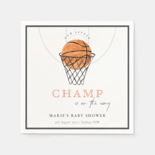 Cute Rust Our Little Champ Basketball Baby shower Servet