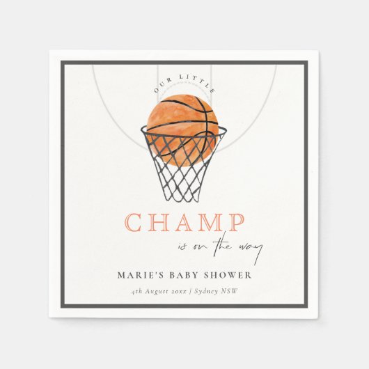 Cute Rust Our Little Champ Basketball Baby shower Servet (Voorkant)