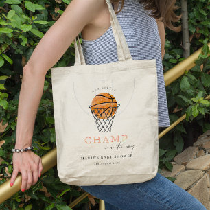 Cute Rust Our Little Champ Basketball Baby shower Tote Bag