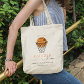 Cute Rust Our Little Champ Basketball Baby shower Tote Bag