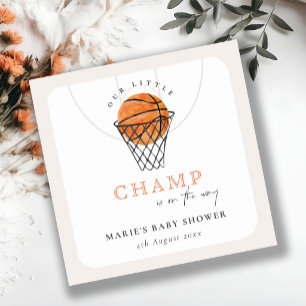 Cute Rust Our Little Champ Basketball Baby shower Vierkante Sticker
