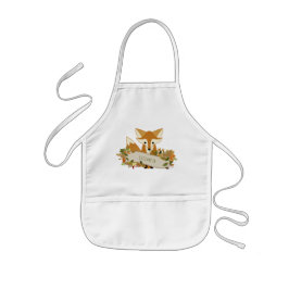 Cute Rustic Autumn Fox Personalized Kinder Schort