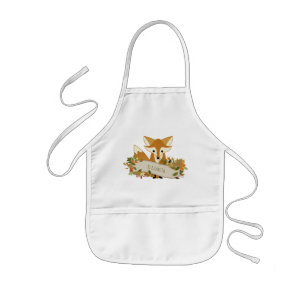 Cute Rustic Autumn Fox Personalized Kinder Schort