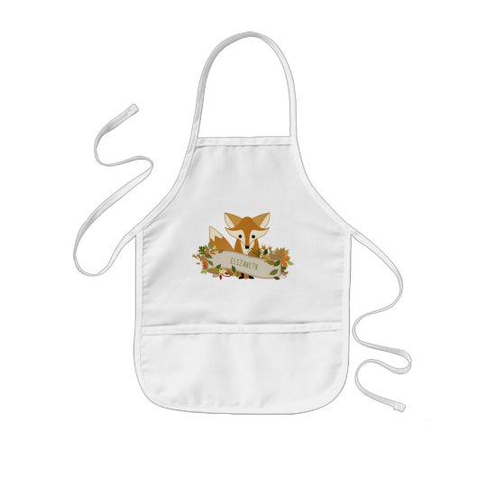 Cute Rustic Autumn Fox Personalized Kinder Schort (Voorkant)