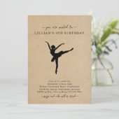 Cute Rustic Ballet Dancing Birthday Invitation Kaart (Staand voorkant)