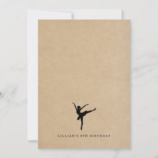 Cute Rustic Ballet Dancing Birthday Invitation Kaart (Achterkant)