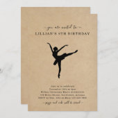 Cute Rustic Ballet Dancing Birthday Invitation Kaart (Voorkant / Achterkant)