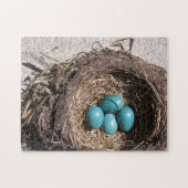Cute Rustic Bird's Nest Blue Robin Eggs Legpuzzel (Horizontaal)