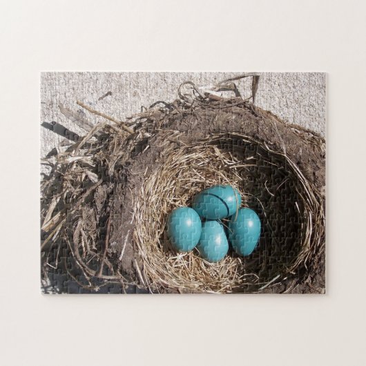 Cute Rustic Bird's Nest Blue Robin Eggs Legpuzzel (Horizontaal)