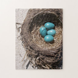 Cute Rustic Bird's Nest Blue Robin Eggs Legpuzzel