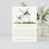Cute Rustic Boerderij Windmill Theme Weddenschap D Informatiekaartje (Staand voorkant)