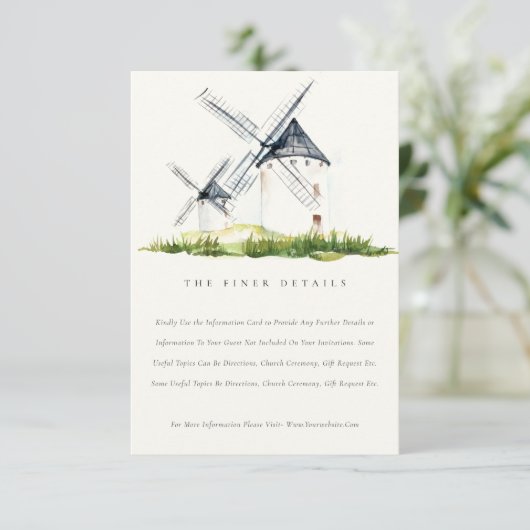 Cute Rustic Boerderij Windmill Theme Weddenschap D Informatiekaartje (Staand voorkant)