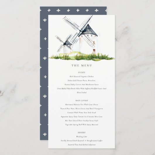Cute Rustic Boerderij Windmill Theme Wedding Menu  (Voorkant / Achterkant)