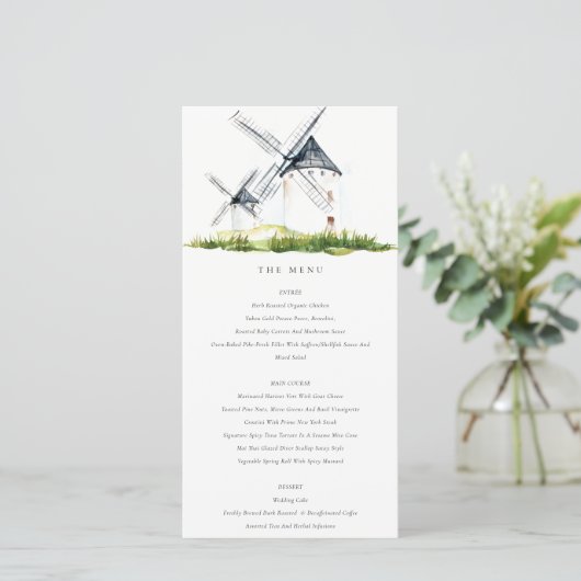 Cute Rustic Boerderij Windmill Theme Wedding Menu  (Staand voorkant)