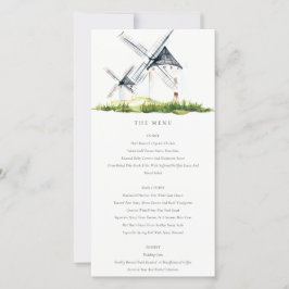 Cute Rustic Boerderij Windmill Theme Wedding Menu 