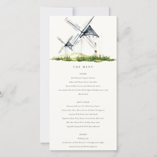 Cute Rustic Boerderij Windmill Theme Wedding Menu  (Voorkant)