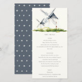 Cute Rustic Boerderij Windmill Theme Wedding Menu  (Voorkant / Achterkant)