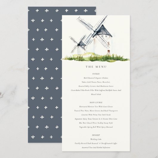 Cute Rustic Boerderij Windmill Theme Wedding Menu  (Voorkant / Achterkant)