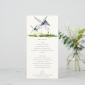 Cute Rustic Boerderij Windmill Theme Wedding Menu  (Staand voorkant)