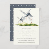Cute Rustic Boerderij Windmill Theme Wedding Recep Informatiekaartje (Voorkant / Achterkant)