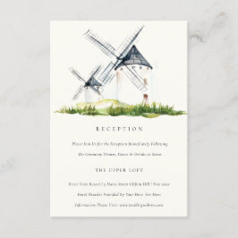 Cute Rustic Boerderij Windmill Theme Wedding Recep Informatiekaartje