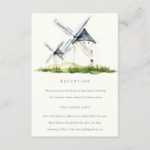 Cute Rustic Boerderij Windmill Theme Wedding Recep Informatiekaartje