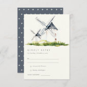 Cute Rustic Boerderij Windmill Theme Wedding RSVP Informatiekaartje (Voorkant / Achterkant)