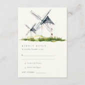 Cute Rustic Boerderij Windmill Theme Wedding RSVP Informatiekaartje (Voorkant)