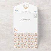 Cute Rustic Boho Rainbow Raindrops Baby shower All In One Uitnodiging (Buitenkant)