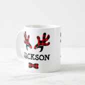 Cute Rustic Buffalo Play Reindeer Antlers Naam Koffiemok (Voorkant links)