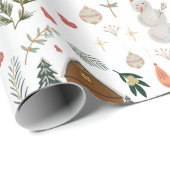 Cute Rustic Cabin Snowman Holiday kerstcadeau Cadeaupapier (Rol Hoek)