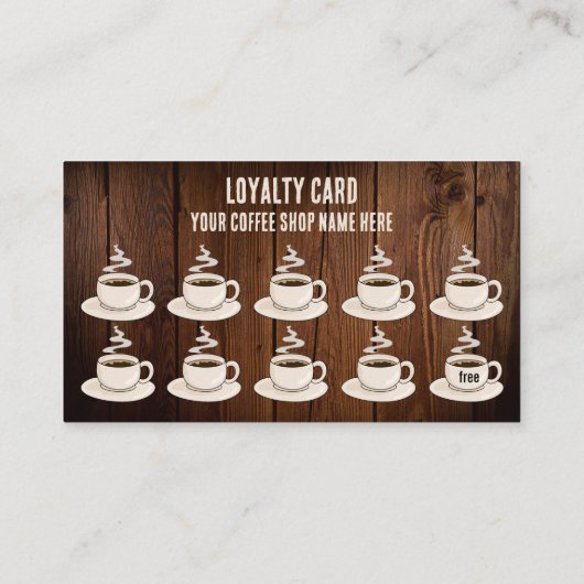 Cute Rustic Cafe Koffee Winkel beloont Loyalty-Kaa Klantenkaartje (Achterkant)