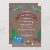 Cute Rustic Camping Birthday Party Kaart (Voorkant / Achterkant)